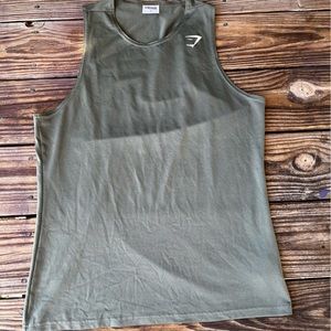 Gym Shark Lightweight Activewear Forest Green Polyester Tank Top Men's Size S